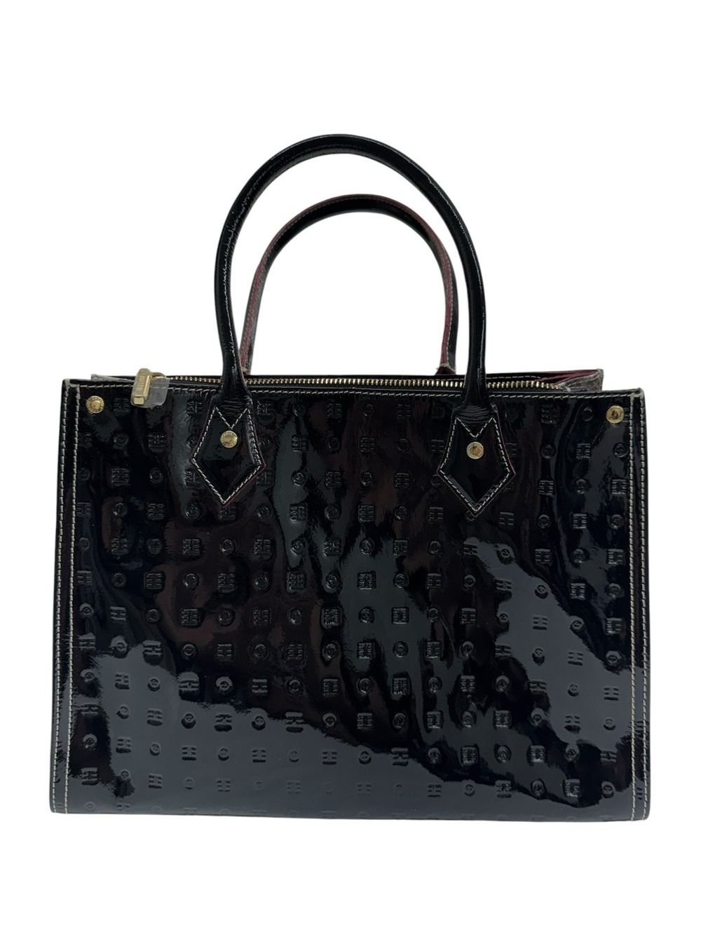 Arcadia Italian Satchel Black Patent & Python Accents Leather